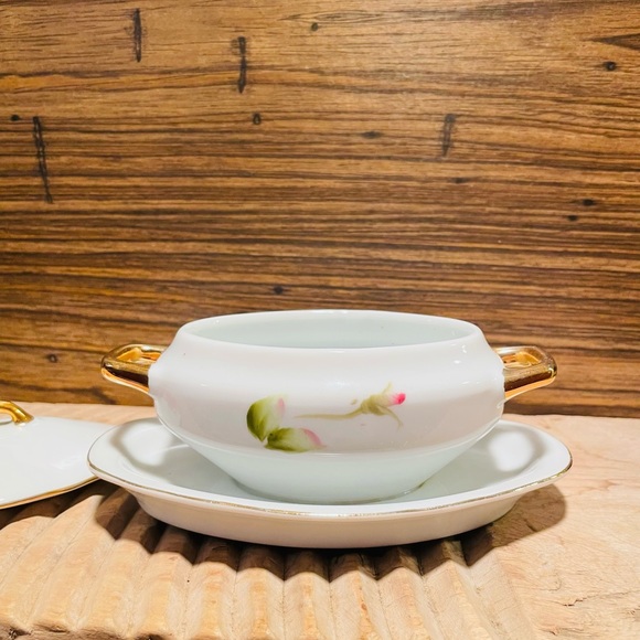 Vintage Lefton China Rose Pattern Covered Dish❤️ - Picture 6 of 12